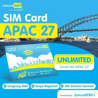 JavaSIM SIM Card ASIA PASIFIK | SIM CARD APAC 27 Unlimited Lite | SIM CARD 27 NEGARA UNLIMITED 300MB