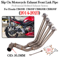 Slip On For HONDA CB650R CB650F CBR650R CBR650F 2014 - 2023 Motorcycle Exhaust System Modify Escape Moto Front Middle Link Pipe