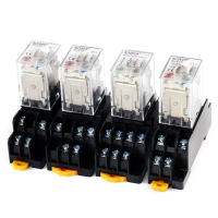 รีเลย์ระดับกลางขนาดเล็ก มีไฟ HH52P/53P/54P/62P/63P/64P ตัวต่อทอง AC220VDC24V