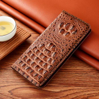 Crocodile Genuine Leather Case for OnePlus Nord CE 2 Nord N10 N100 N200 N20 CE2 Lite 2T N20 Ace Racing 5G Cowhide Magnetic Cover