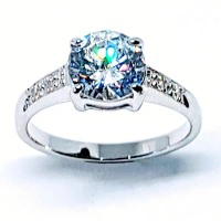แหวนเงินแท้ 925 Sterling Silver ชุบทองคำขาว CZ Color คําแนะนําการขายที่ร้อนแรงในเดือนนี้