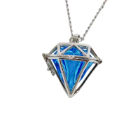 【A1寶石】藍鑽石款-精油瓶項鍊靈擺-能放鬆平衡情緒抗壓力並帶來正向能量(贈白水晶淨化碎石)