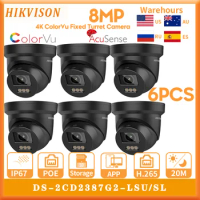 6PCS HIKVISION COLOR NIGHT Camera DS-2CD2387G2-LSU/SL 8MP Turret ColorVu 24/7 Colorful Image Built-in Two-way Audio CCTV Cameras