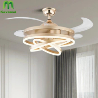 42 Inch Gloden Ceiling Fan Light with Remote Super Bright Big Lamp 3 Color Change Transforable Individual Shapes AC 100-240V