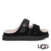 【UGG】女鞋/拖鞋/毛毛拖/真皮拖鞋/Greenport Strap Slide(黑色-UG1167611BLK)