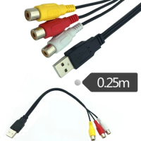 USB to 3RCA Audio Video Cable Line For Set-top box DVD player Usb Male Three RCA Female Video Audio Cord Wire Line cable Usb RCA