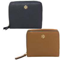 TORY BURCH EMERSON防刮皮拉鍊零錢袋釦式短夾（多款任選）