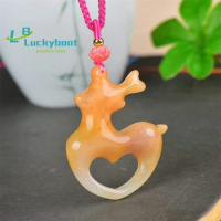 Natural Gold Silk Jade Little Deer Has You Along the Way Pendant Simple Fashionable Versatile and Exquisite for Men and Women