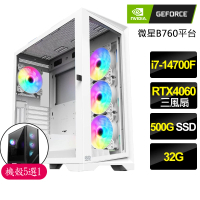 【NVIDIA】i7二十核Geforce RTX4060{四通八達}電競電腦(i7-14700F/B760/32G/500GB)