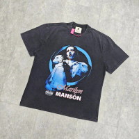 Yao แฟชั่นสไตล์โกธิคกราฟิกพิมพ์ Oversize Casual Vintage Y2k Punk Band Rock Roll แบรนด์หรู Tee Tops T