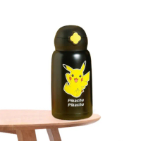 【BEDDY BEAR 杯具熊】杯具熊四葉草兒童保溫杯 經典皮卡丘黑(卡通毛絨可愛造型 保溫瓶 寶可夢 皮卡丘)