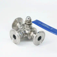 3/4" 19mm 304 Stainless Steel Sanitary 3 Way L port Ball Valve 1.5" Tri Clamp Ferrule Type For Homebrew Diary Product