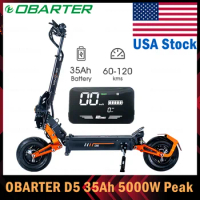 USA Stock OBARTER D5 Electric Scooter Adults 60KM/H 12Inch 48V35AH Removeable Battery Peak 5000W IP60 Foldable E-Scooter