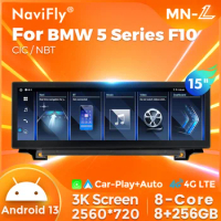 15" 3K QLED ID8 Android 13 Car dvd Radio Video Player Multimedia GPS For BMW 5 Series F10 F11 2010 - 2016 CIC NBT Carplay Auto