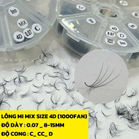Dụng cụ nối mi Mi 4D Mix size (9-15mm) cong C,CC,D - 0.07 (1000FAN) - mi fan mềm mịn chân keo nhỏ _x