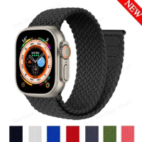 Braided Solo Loop for Apple Watch Bands 40mm 44mm 49mm 45mm 41mm 38mm 42mm Elastic Bracelet IWatch Series 9 8 7 Se Ultra 2 Strap
