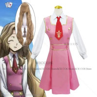 Code Nunnally Lelouch Cosplay Geass Costume Wig Nunna Vi Britannia Sister Pink Dress Women Halloween Suit Anime Cosplay Uniforms