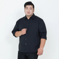 【MAXON 馬森大尺碼】台灣製黑色吸濕排汗微彈薄素面長袖襯衫XL~5L(82399-88)