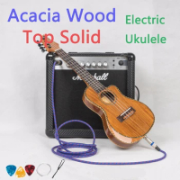 Ukulele Concert 23 Inch Cutaway Top Solid Acoustic Electric Thin Body Mini Guitar 4 Strings Ukelele Picea Asperata Rosewood