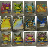 Pikachu 37 Styles New GX MEGA Gold Metal Card Super Game Collection Anime Cards Toys for Children Christmas Gift