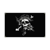 RIRATE 3x5Fts Captain Jolly Roger Pirates Skull Flag Banner Movie Cartoon Home Decoration Hanging flag 4 Gromments in Corners