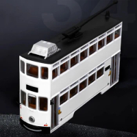 Diecast 1/120 Scale Retro Double Decker Tram Bus Alloy Simulation Car Model Collection Display Toy Gifts Souvenir