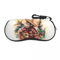 Glasses Case Soft Glasses Bag Funny Monkeys In Mexican Traditional Dress Portable Sunglasses Box Bag Eyeglasses Case
