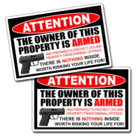 Owner-Armed-Warning-Vinyl-Decal-Sticker-2nd-Amendment-Gun-Window-Door-Car-Truck Owner-Armed-Warning-Vinyl-Decal-Sticker-2nd-Am