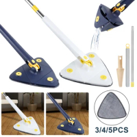 New Foldable Telescopic Triangle Mop 360° Rotatable Spin Cleaning Mop Squeeze Wet and Dry Use Water Absorption Home Floor Tools
