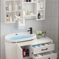Bathroom cabinet PVC wash basin cabinet combination bathroom basin wash face intelligent mirror cabinet