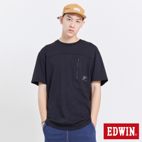 EDWIN EFS 冰河玉機能剪接速乾短袖T恤-男-黑色