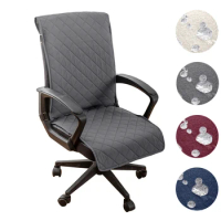 1PC Quilted Office Chair Cover Anti-slip Boss Computer Chairs Covers with Adjustable Strap Gaming Armchair Seat Slipcovers M/L