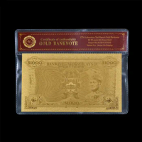 Gold Paper Money Banknote Malaysia 1000 Ringgit Plated Gold 99999 Money Bill
