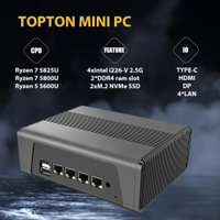 2023 Hot Sale Firewall Micro Appliance 4 LAN i226 2.5GbE LAN Mini PC AMD Ryzen 7 5825U Internal 8010 Fan 4 * USB HDMI DP Type-C TF
