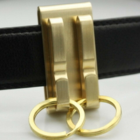 純銅鑰匙扣 雙掛鉤穿皮帶鑰匙扣 黃銅材質拉絲工藝腰掛男士禮品