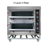 2 Layers 4 plates Oven Electric Gas Multilayer Commercial Household Bakery Toaster Pizza Timing Baking Kitchen Appliances
