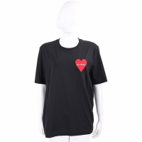 LOVE MOSCHINO 愛心刺繡字母補丁黑色短袖TEE T恤(女款)