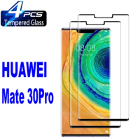 4Pcs Curved Screen Tempered Glass For Huawei Mate 30 Pro Screen Protector Glass Film