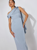 Love Bonito - Dress Wanita - Eyka Multi-way Satin Asymmetric Column Midaxi Dress - Dusty Blue