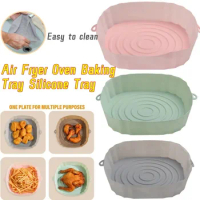 4Pcs New Air Fryer Oven Baking Tray Silicone Tray Fried Chicken Pizza Mat Oilless Silicone Pan Air Fryer Accessories