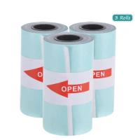 3 rolls Printable Sticker Paper Roll Direct Thermal Paper with Self-adhesive 57*30mm for PeriPage A6 / P1/P2 Mini Photo Printer,