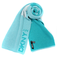 【DKNY】簡約字母LOGO雙色休閒圍巾(湖水藍)