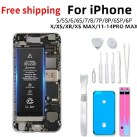 For IPhone 14 13 12 11 Pro Max X XS XR XSMAX 5S 6 6S 7 8 Plus 7p Phone Battery Replacement Original Capacity Bateria for Apple