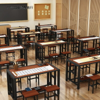桌子 輔導班課桌椅套裝培訓學習桌中學生鋼木桌棋盤桌繪畫桌書法桌