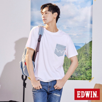 EDWIN 牛仔布口袋短袖T恤-男-白色