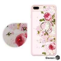 Corner4 iPhone 8 Plus / 7 Plus / 6s Plus / 6 Plus 5.5吋奧地利彩鑽雙料指環手機殼-愛戀薔薇