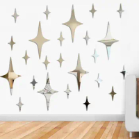 MEYA 50pcs Shinning Star Shape 3D Acrylic Wall Stickers Living Room Bed Room Ceiling Mirror Wall Sticker