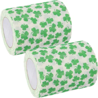 2 Rolls Napkin Paper Bathroom Toilet Greenery Decor Rolling Papers Desk Used Wood Pulp Tissue Supple Napkins Printed