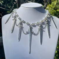 Seven swords necklace beaded fashion necklaces 2022 woman y2k