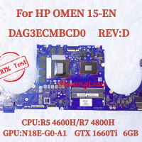 DAG3ECMBCD0 For HP OMEN 15-EN Laptop Motherboard With R5 4600H/R7 4800H CPU GTX1660Ti 6GB N18E-G0-A1 GPU DDR4 100% Fully Tested.